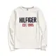 美國百分百【Tommy Hilfiger】T恤 TH 純棉 長袖 T-shirt 厚版 logo 白色 XS號 F618