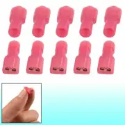 A● FDFN 1-187 Red Plastic Female Spade Crimp Connectors Terminals 10 Pcs