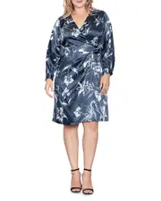 standards & practices Plus Size Faux Wrap Satin Dress