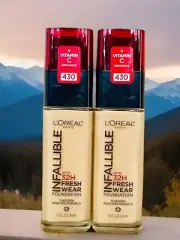 2x L'Oreal Infallible 32-HR Fresh Wear Foundation #430 IVORY BUFF SPF 25 Vit C