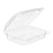 [25 PACK] 34oz Clear Hinged Food Storage Clamshell Container 6.32" x 4.88"