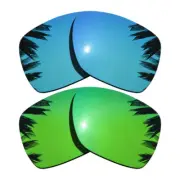 Ice Blue Mirrored&Green Replacement Lenses for-Oakley Deviation Polarized