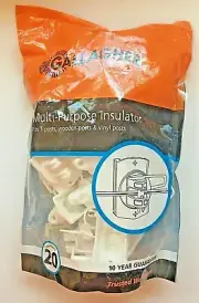 Gallagher Multi-Purpose Insulator HD Wide Jaw Pinlock White 20 Pk Electric Fence