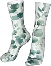 [CSIVKEJ] Crew Socks Comfort Casual Athletic Multi Design Socks For Women Men, Leaves 12, One Size, Leaves 12, One size