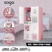 SOGA Pink Portable 8 Cubes Storage Cabinet DIY Shelves Wardrobe Organiser