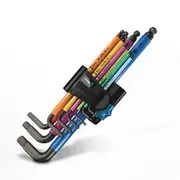 WERA 950/9 Hex-Plus Multicolour Hf 1 L-Key Set, Metric, BlackLaser, w/ Holding Function - 9 Piece WER022210