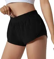 [Aurefin] Running Shorts for Women,Quick Dry Athletic Sports Shorts Lightweight Active Workout Gym Shorts with Zip Pocket