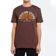 Volcom T-Shirt Small Mens Modern Fit Eminate Graphic Crewneck Short Sleeve Brown