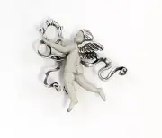 9901557 925er Silver Art Nouveau Brooch Putto Angel H4, 5cm