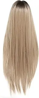 Long Straight Hair Wig,Blonde Gradient 70cm 28in Synthetic Heat Resistant Fiber Wigs with Fringe for Women Cosplay Halloween Party