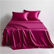 Satin Flat Sheet Twin Queen King Top Sheet Silk Silky Bedding Flat Sheet Luxury Ultra Soft Bed Sheet(Rose,170x230cm)