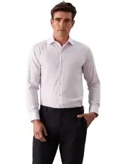 [Calvin Klein] 1 Collar Plain Twill Slim Shirt in Pink