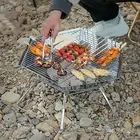 Folding Camping Grill Fire Pit Cooking Firepit Campfire Rack Stand with Carrying