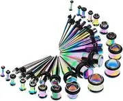 [Fiocias] 36Pcs Tapered Reille Gauge Kit with Reille Plugs - Rings 14G - 00G Stretching, Multi-color