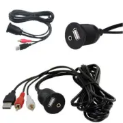 Vehicle Car AUX Extension Male to Female Cable Dash Flush Mount USB Port 3.5mm