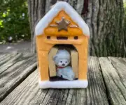 Vtg NEW NOS Christmas Xmas Candle Jasco Snowy Holiday Shelters Lamb Manger Barn