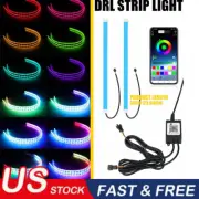 2PCS 60cm RGB Flexible Auto Car LED DRL Tube Headlight Strip Light APP Control