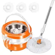 Microfiber Spin Mop And Bucket Handfree Wringing Floor Cleaning Mop With 7 Reusa