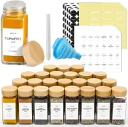 24 Pcs Spice Jars with Labels 4 Oz Glass Spice Jars with Bamboo Lids, Minimalist