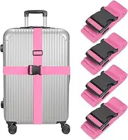 uxcell Luggage Straps with Quick-Release Buckle Adjustable Suitcase Belt Strap for Suitcase Briefcase Backpack Travel, Pink, Pack of 4