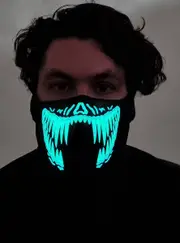 Reptile Yellow and Green Teeth Sound Activated Light Up Mask