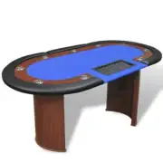 10-Player Wooden Poker Table Game Casino Tabletop Party Dealer Chip Tray Oval