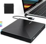 External CD DVD +/-RW Drive USB 3.0 Type C Portable CD/DVD Player Burner Reader