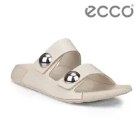 在飛比找momo購物網優惠-【ecco】COZMO W 科摩銀釦休閒皮革涼拖鞋 女鞋(石