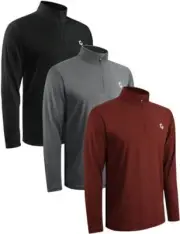 3 Pack Quarter Zip Pullover Men's Long Sleeve Sweatshirts Quick Dry