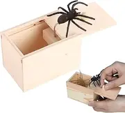 Spider in A Box - Realistic Spider Prank Toy Soft Rubber - Fun Joke Scarebox Toy Handmade Wooden Box Prank Spider for Halloween April Fool's Day