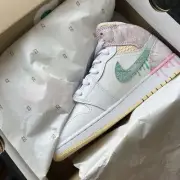 NIKE AIR JORDAN 1 MID 7Y - PAINT DRIP/ICE CREAM (GS) Women's Brand New