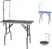 30In Dog Grooming Table Foldable Adjustable Arm Non-Slip Black