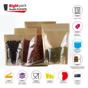 KRAFT PAPER STAND UP POUCHES ONE SIDE CLEAR STAND UP POUCH/BAG WITH ZIP LOCK
