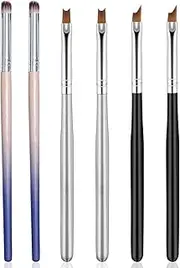 HYWWPFLAY 6Pcs Ombre Nail Brush and French Tip Brush, Half Moon Shape French Brush for Nails Acrylic Nail Art Brushes Ombre Nails Painting Pen Brushes French Manicure Brush Nail Tools