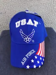 NWT US Air Force Hat Adult One Size Blue Baseball Cap Adjustable Embroidered USA