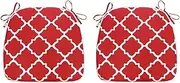 Outdoor Seat Cushions Set of 2 Patio Chair Cushions with Ties 41x43 cm Red Geometry U-Shape Chair Pads for Outdoor Patio Furniture Garden Home Office