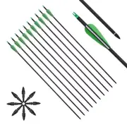 12Pcs 30inch Carbon Arrows Spine500 Archery Hunting for Compound & Recurve Bow