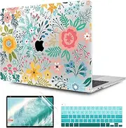 TwoL Compatible with MacBook Pro 13 inch Case 2022 2021 2020, Plastic Hard Shell Case Cover and Keyboard Skin & Screen Protector for MacBook Pro 13 inch A2338 M2/M1 A2289 A2251, Abstract Flower