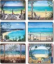 Cinnamon Coastal Verandahs Placemats 6-Pieces Set, 34 x 26.5 cm, Multicolor