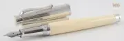 MONTEGRAPPA MEMORIA IVORY WITH PINSTRIPE STERLING SILVER FOUNTAIN PEN BEAUTIFUL!