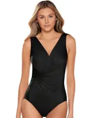[Miraclesuit Swim] Twisted Sisters Esmerelda Plunge Shaping Swimsuit in Black