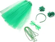 VANZACK Teen Girls Party Tutu Irish Shamrock Headband Women's Lightweight Costume Patrick's Day Celebration Outfit Green