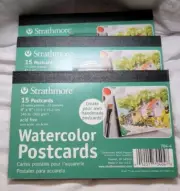 Lot Of 3 Strathmore Watercolor Postcard Pad of 15 blank postcards 4x6 Acid Free
