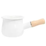Small Ceramic Saucepan Butter Coffee Warmer Enamel