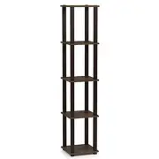 Furinno Turn-N-Tube No Tools Display Shelf 5 Tier Square Tube Walnut/Brown
