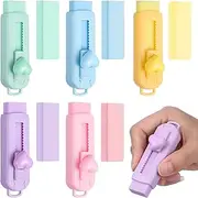 SEWACC Mini School Supplies Retractable Erasers 5pcs Pencil Erasers Sliding Covers Classroom Stationery for Students