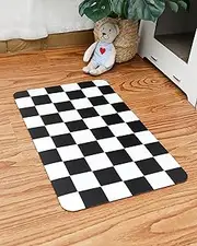 Ralxion Checkered Dog Feeding Mat, Absorbent Mats for Dog Food and Water Bowl, Dispenser, Feeder, Retro Aesthetic Black Checkerboard Pet Placemat for Dogs, Cats, Puppy Accessories, 16" X 24”