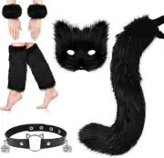 Faux Fur Fox Tail Cat Wolf Cosplay Costume Set Plush Mask Tail Plush Long Leg