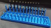 Hansen 2 Pc Socket Tray 1/4" Metric 1/4" SAE Tool Rack Holders- Black & Blue USA