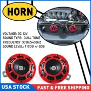 Red Electric Compact Car Horn Super Loud For Car SUV Truck 12V 115db 125 mm US (for: Mini)